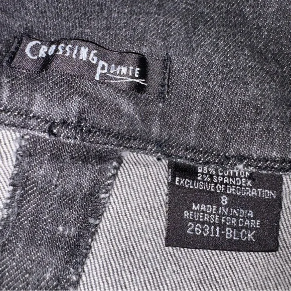 CROSSING POINTE SZ 8 VINTAGE Gray/black Denim Jean Maxi Skirt - Picture 4 of 8